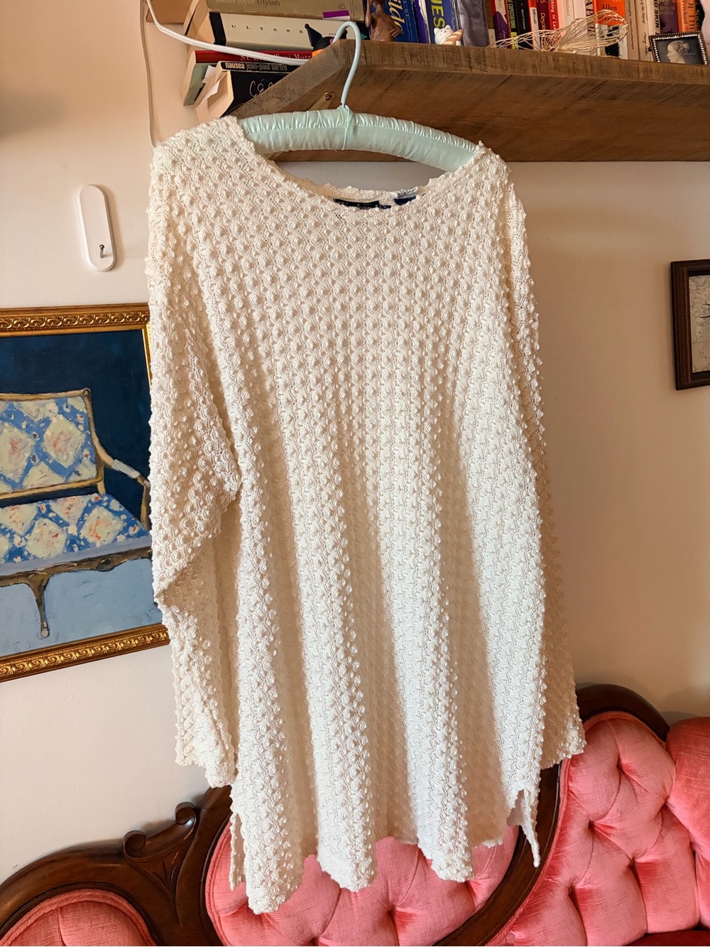 Vintage Cream Textured Swim Coverup